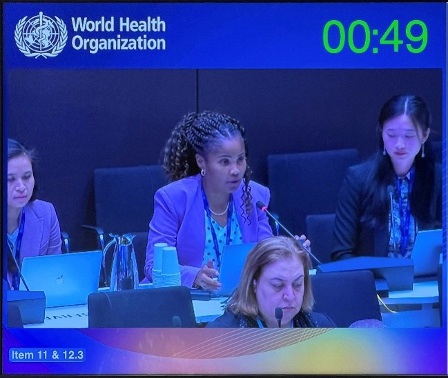 Dr. Charles-Ayinde intervening at WHA79